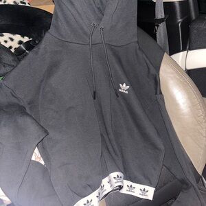 Adidas Charcoal Hoodie with Logo Band